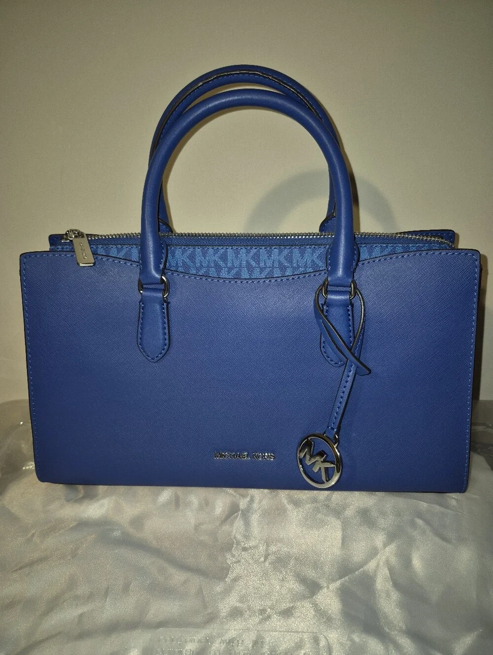 Michael Kors Medium Top Zip Satchel Arden Galaxy Blue